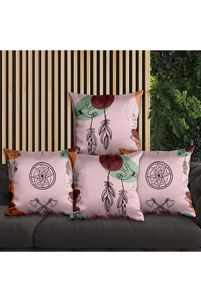 EJOYA 4-Piece Pillow and Throw Pillow Cover with Dreamcatcher Design 45cm 113654
