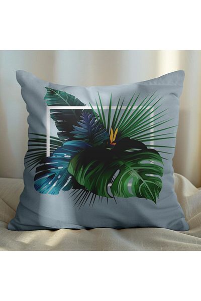 EJOYA Green Leaf Patterned 4-piece Pillow Set - Inner and Throw Pillow Case 45cm 113718