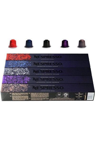 Nespresso Hard Drinked Italian Flavors Series Set of 5 Napoli, Palermo, Ristretto, Arpeggio, Roma