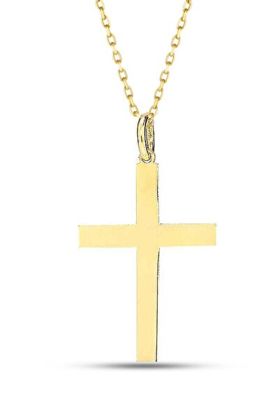 MOOM MÜCEVHERAT Kadın Haç Altın Kolye 14 Ayar