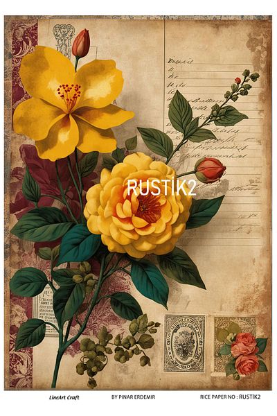 LİNEART La-Rustik2 Model Lineart Brass Decopage Paper