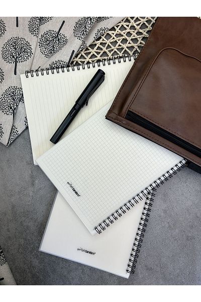 Fark Tanıtım A5 Transparent Cover, Ripstop, Waterproof, Spiral, 60 Sheets, Checkered Notebook