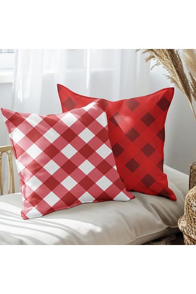 EJOYA Set de 2 perne în carouri Anul Nou - interior și husă de pernă 45 cm 113587