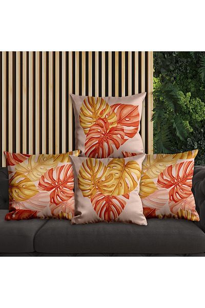 EJOYA Autumn Leaves Designed 4-Piece Pillow and Throw Pillow Cover 45cm