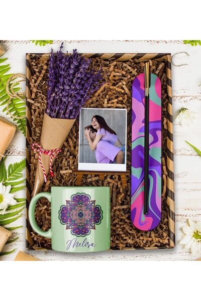 EJOYA Kişiye Özel Kupa & Lavanta & Tütsü Takımı & Fotoğraflık Hediye Kutusu 111809
