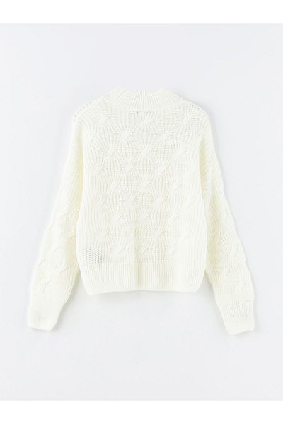LC Waikiki Long Sleeve Crew Neck Patterned Women's Knitwear Sweater