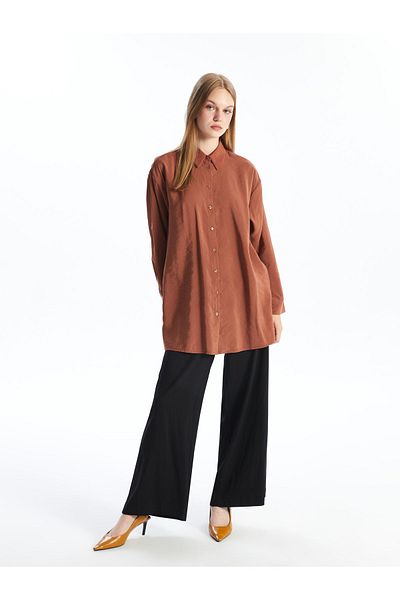 LC Waikiki Linen Blended Women's Straight Trousers with Elastic Waist