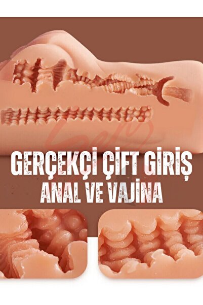 Erotica Gerçekçi Çift Girişli Titreşimli Anal ve Suni Vajina Saklanabilir Boyut Realistik Vajina Mastürbatör