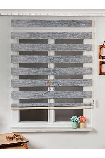 NetworkAvm BAMBU GRİ STOR ZEBRA PERDE ETEK DİLİMLİ hediye alüminyum kasa