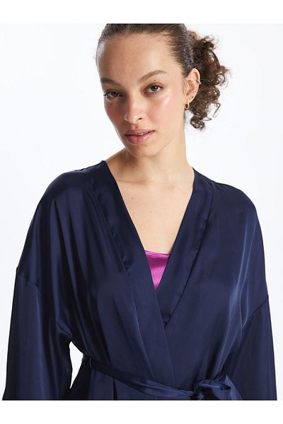 LC Waikiki Satin-Morgenmantel für Damen – Schalkragen, schlichter Schnitt
