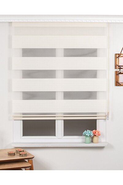 Genel Markalar Perdehanem Geniş Plise Zebra Perde Krem