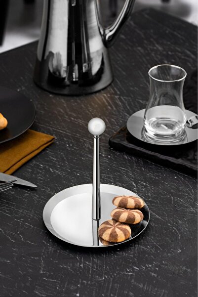 Tiamo Small Tek Katlı Ikramlık Sunumluk Kahve Yanına 18/10 Çelik 13.5 Cm