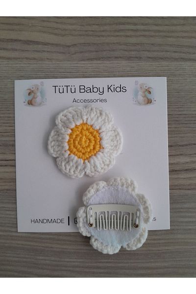 Accessories 3-Piece Daisy Knitted Set, Knitted Sister and Sister Combination Buckle Set