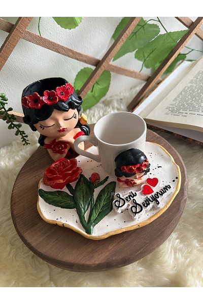 evdeki atölyem Gift for Lover Design cup, flower pot set