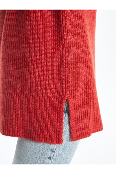 LC Waikiki Damen-Strick-Tunika – Stehkragen, solide lange Ärmel