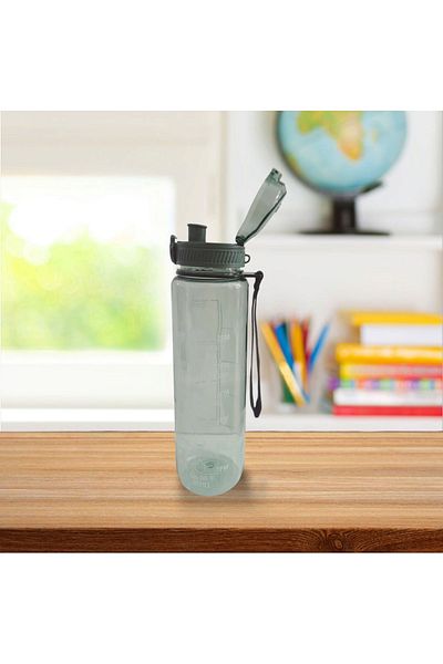 AHİR TİCARET 1000 ml Motivational Transparent Athlete-Student Water Bottle