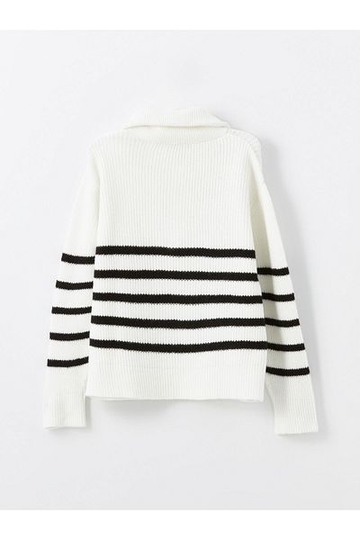 LC Waikiki Long Sleeve Striped Stand Collar Women's Knitwear Sweater