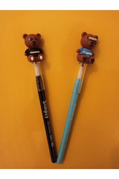 Micro Sevimli Figürlü Başlıklı 2 Adet Yumurtlayan Kalem Ayıcıklı