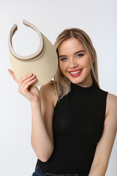 Adresvergelsin Women's Peak Open Straw Beige Hat