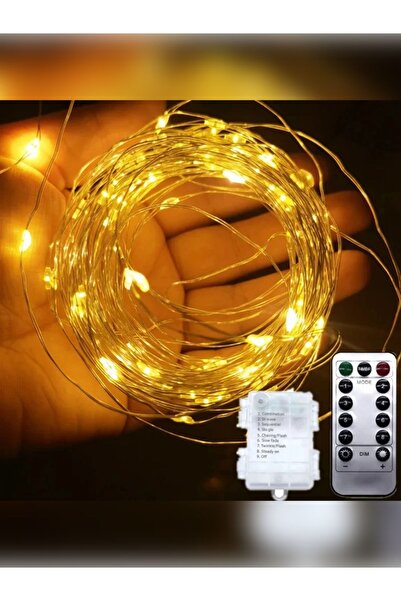 rkm store 10 Metre Gün Işığı Kumandalı Pilli Peri LED 8 Fonksiyonlu Uzaktan Kumandalı Dekoratif Peri Led