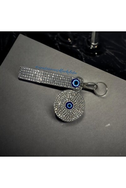Arabasına Aşıklar Kulubü سلسلة مفاتيح مستديرة من الكريستال مرصعة بأحجار العين...