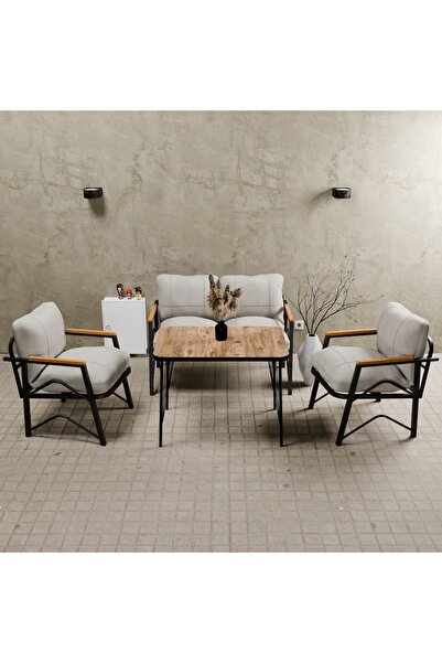 MB GARDEN FURNITURE Simetri Model, Balkon, Bahçe, Cafe, Metal Koltuk Takımı, Bahçe Takımı , Çay Seti, 2 1 1 Masa