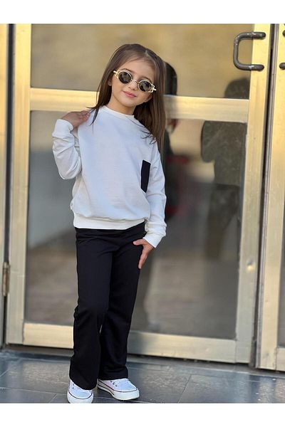 renkli diyar Long Sleeve Blouse and Spanish Trousers Set for Girls - Nursery Kindergarten Primary School