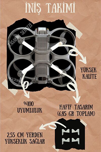 Dji Avata 2 Drone Uyumlu Iniş Takımı Koruma Ayak Aksesuar Aparat Güvenlik Beyaz