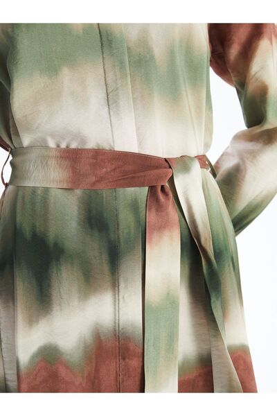 LC Waikiki Dámské košilové šaty se vzorem s dlouhým rukávem