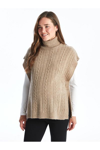 LC Waikiki Damen-Strickpullover – Rollkragenpullover, selbstgemustert