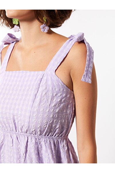 LC Waikiki Rochie de damă cu bretele pătrate cu model în carouri