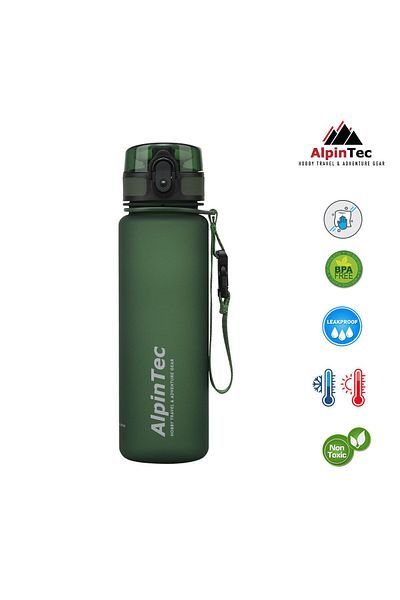 AlpinTec 500 ML Dark Green Tritan Water Bottle - 23 cm
