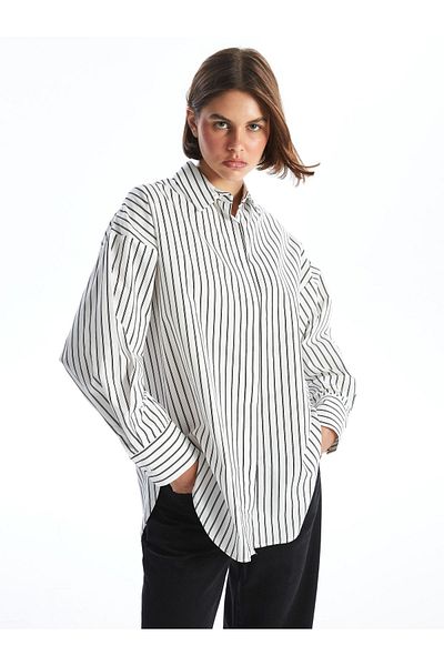 LC Waikiki Long Sleeve Striped Oversize Women's Shirt