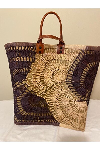 MYWAYY Kadın Mor Hasır Çanta