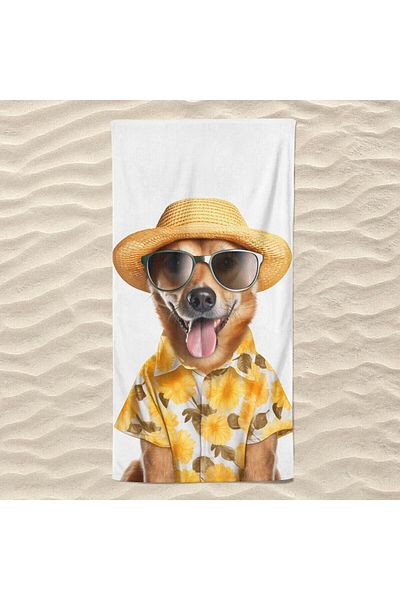 The Farm Animals Dog Towel with Beach Hat