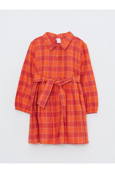 LC Waikiki Baby-Mädchenkleid mit Karomuster – Hemdkragen, lange Ärmel
