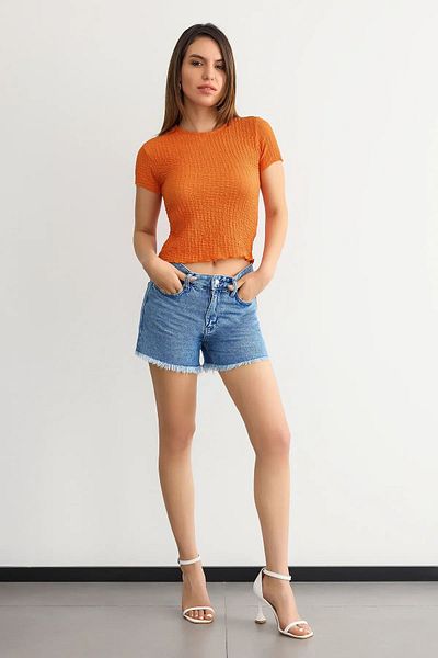 Hiccup Crop Top με λαιμόκοψη - Κοντό μανίκι