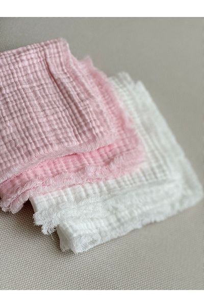 BETSY STUDIO 100% Cotton Baby Mouth Wipes Set of 4 Pink-White Shoulder Cover Sweat Wipes