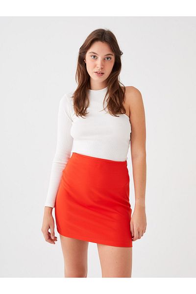 LC Waikiki Women's Straight Mini Skirt - Zippered Waist