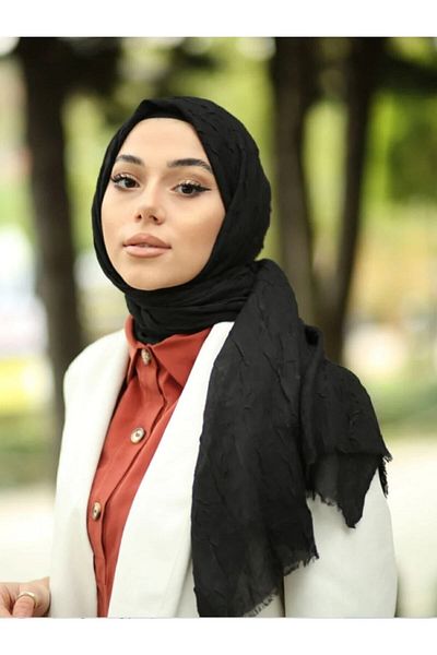HAR-UM Ticaret موديل شال حجاب نسائي من الخيزران - أسود