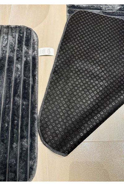HOMİNG Home Extra a Quality Thin under Door - Non-Squeeze Bathroom Mat Set, Anthracite-Non-Slip Base