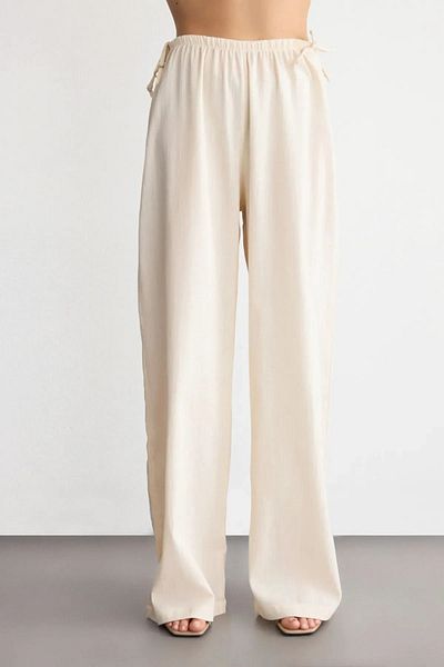 Hiccup Pantaloni drepți oversize cu panglică cu cravată laterală
