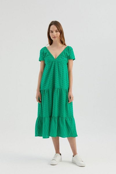 Hiccup Velvet Midi Φόρεμα - Γεωμετρικό λαιμόκοψη και μανίκια
