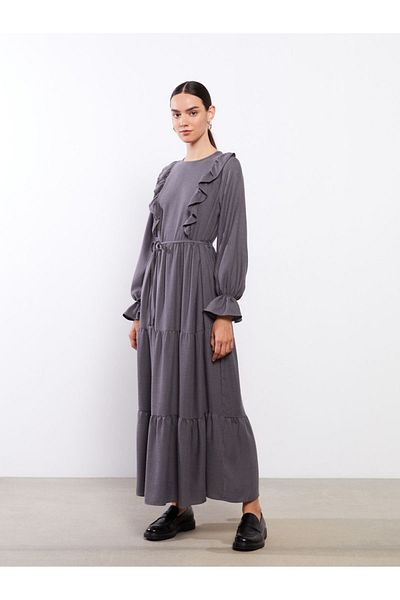 LC Waikiki Rochie de damă cu mânecă lungă, uni, cu decolteu