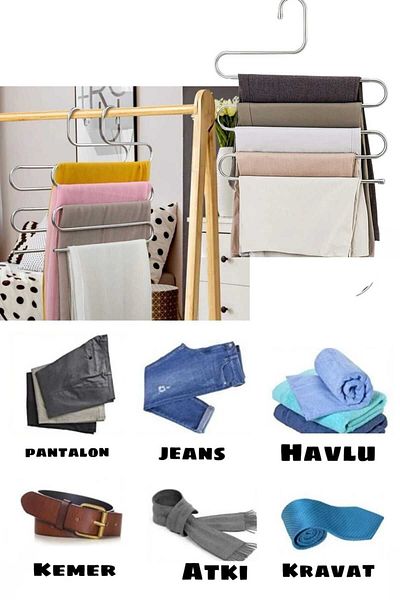 CEPHOME În interiorul dulapului eșarfă metalică cu 5 straturi, șal, umeraș pentru pantaloni-organizator umeraș (3 buc.)