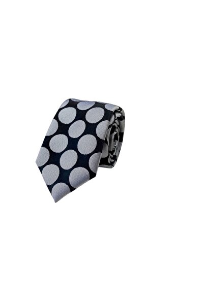 VENCHY ربطة عنق بنمط منقط باللون الأسود والرمادي 4214-10k