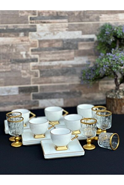 Hediye Köşkü 18 parça Atina Kahve ve Su bardak Seti