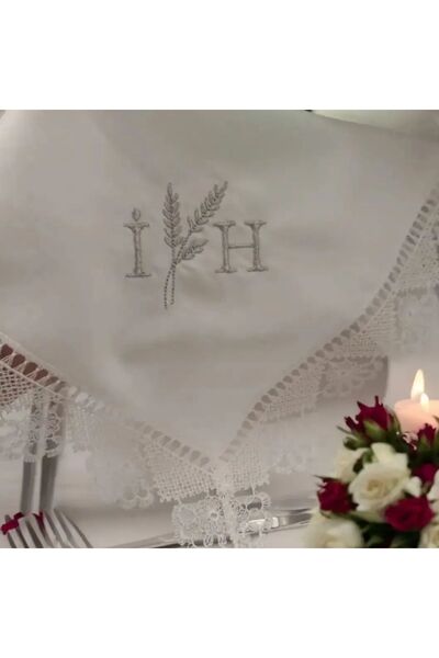 dehaberk Söz&Nişan Tepsisi İçin Söz Mendili ,Damat Mendili,Kişiye Özel Nakışlı