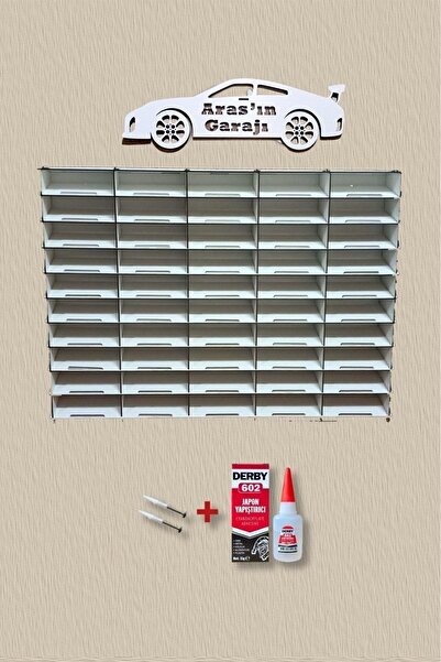 ERSOY HOME 1/32 Ölçek Eğimli Dekoratif Ahşap Araba Rafı ( 50 Araçlık )