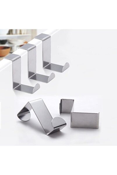 Nar kalıp Narkalıp Paslanmaz Çelik Dolap Ve Çekmece Kapı Üstü Metal Kanca Askı - 4'lü Set